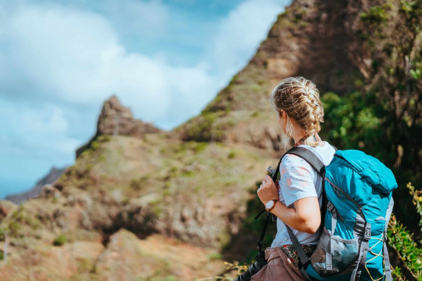 female tourist on a hiking adventure