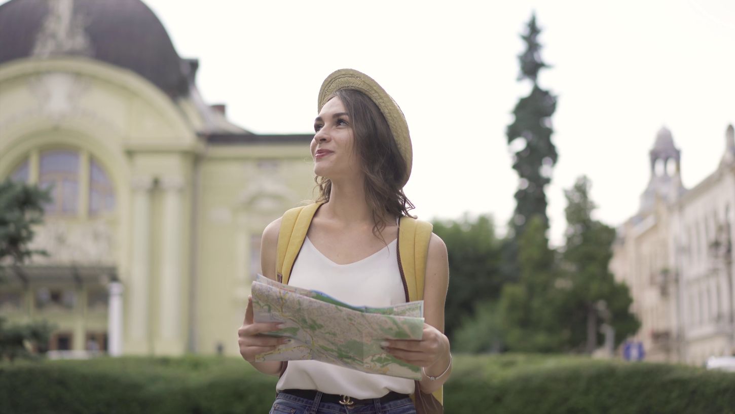 Tour leader holding a map